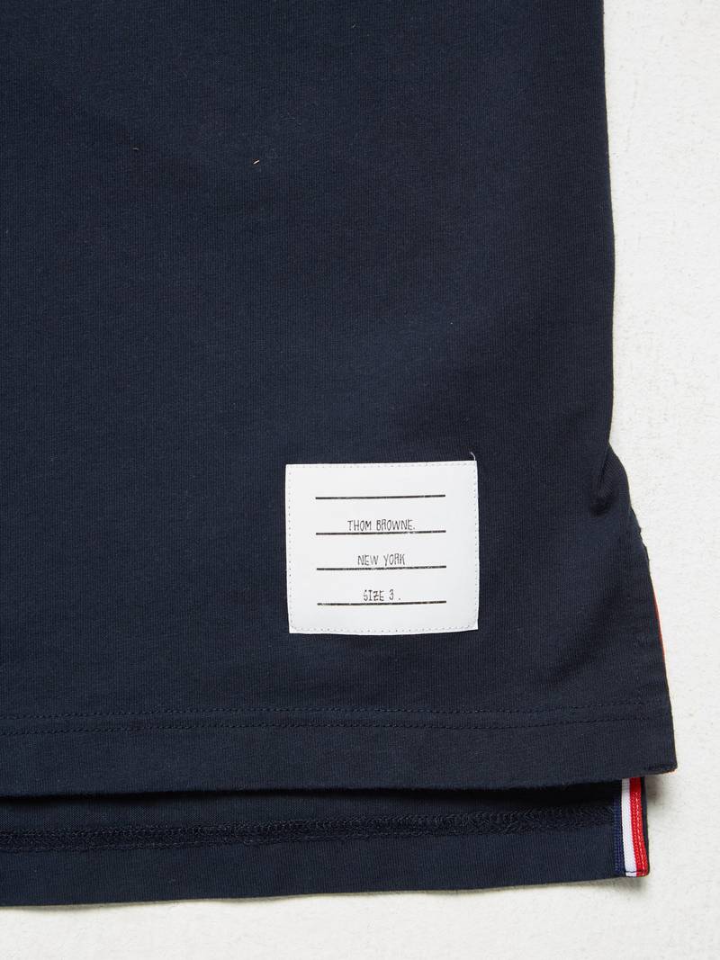 Pre - Loved] Thom Browne Back Printed Cotton T-Shirt - Navy