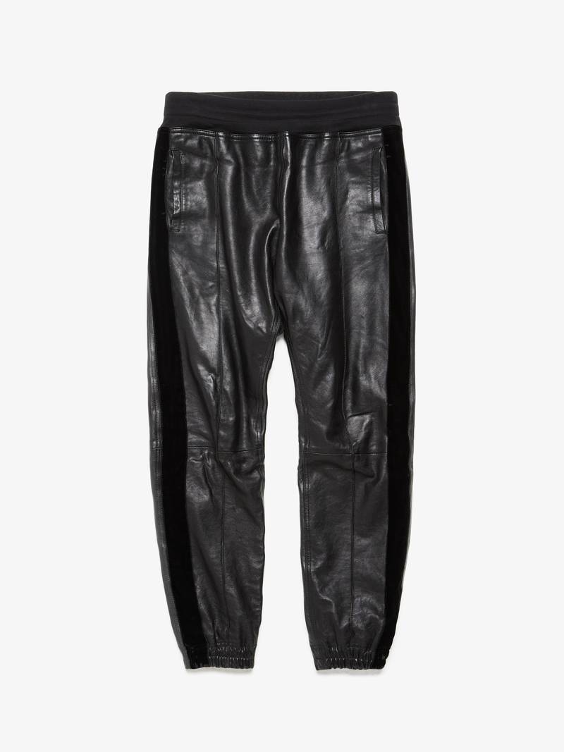 Pre-Loved] Haider Ackermann Black Velvet Striped Leather