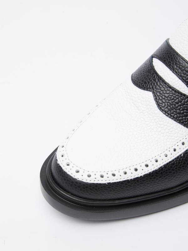 Thom Browne Black and White Loafers Thom Browne Penny Loafer Mules | Black | FARFETCH main image 3