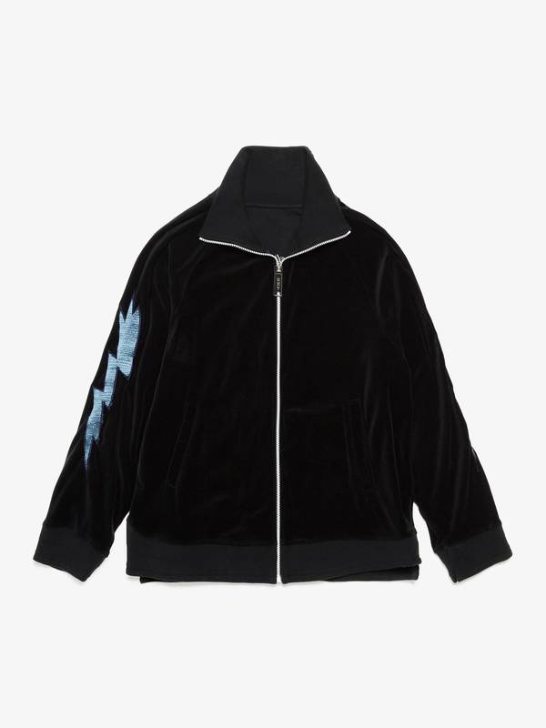 Pre-Loved] Miharayasuhiro Black Velour Skull Printed Embroidered