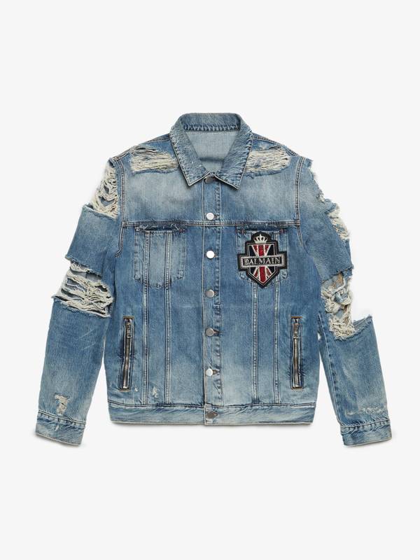Balmain Blue Patched Distressed Denim 