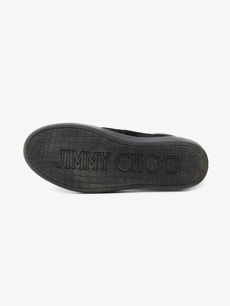 Pre-Loved]Jimmy Choo Black Laqurered High Top Sneakers-BLACK
