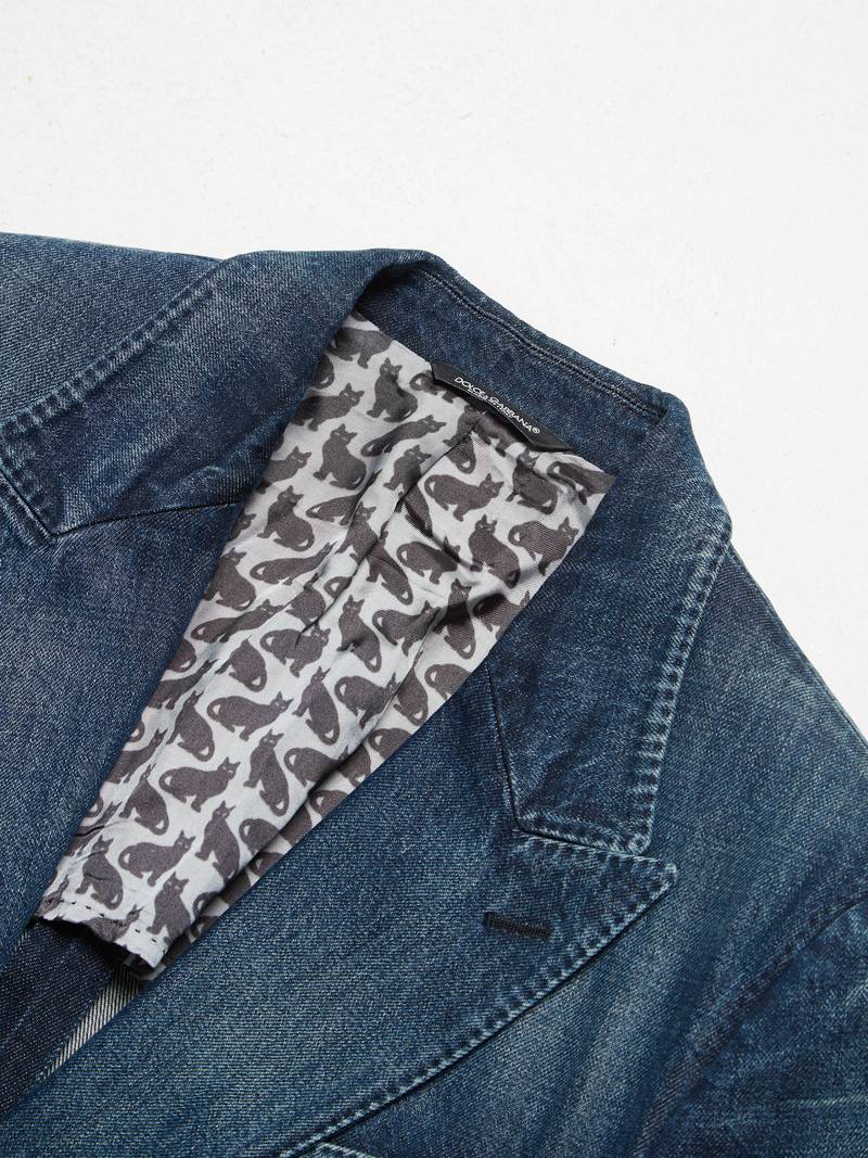 [Pre-Loved] Dolce & Gabbana Navy Denim Blazer Jacket-NAVY