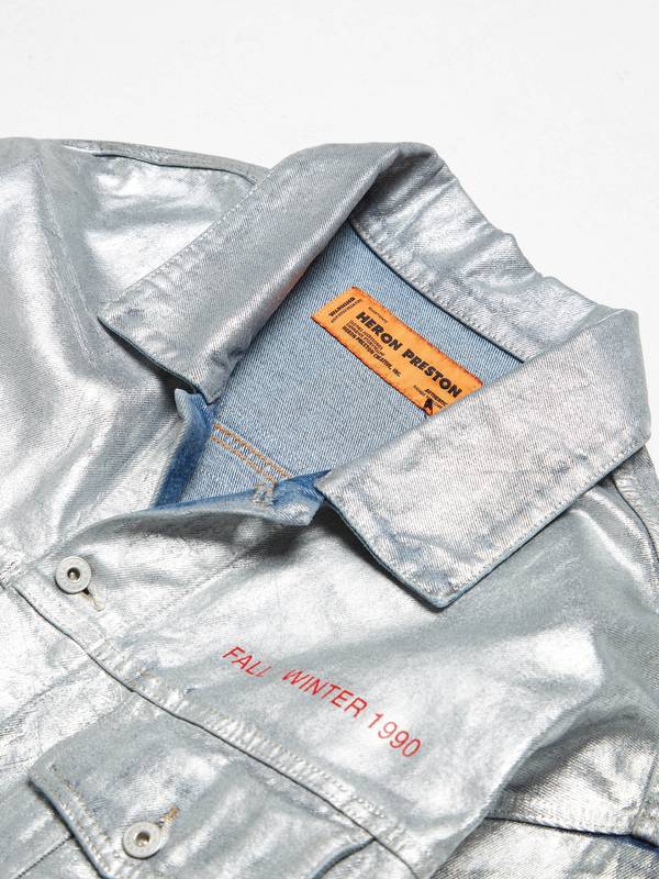 Pre - Loved] Heron Preston NASA Denim Jacket - Silver | Garmentory