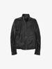 Rick Owens Black Asymmetric Collar Crinkled Leather Jacket - Thumbnail 1