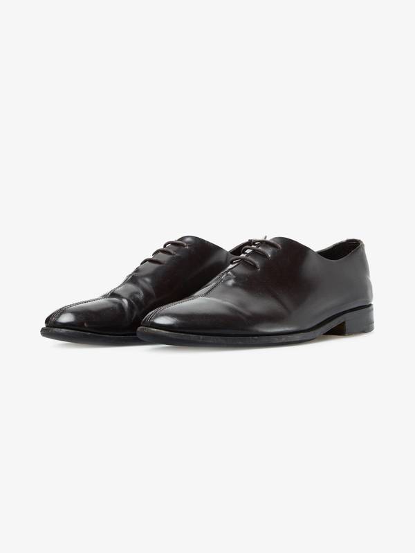 Helmut Lang SS03 Black Pointed Seam Detailed Leather Derby