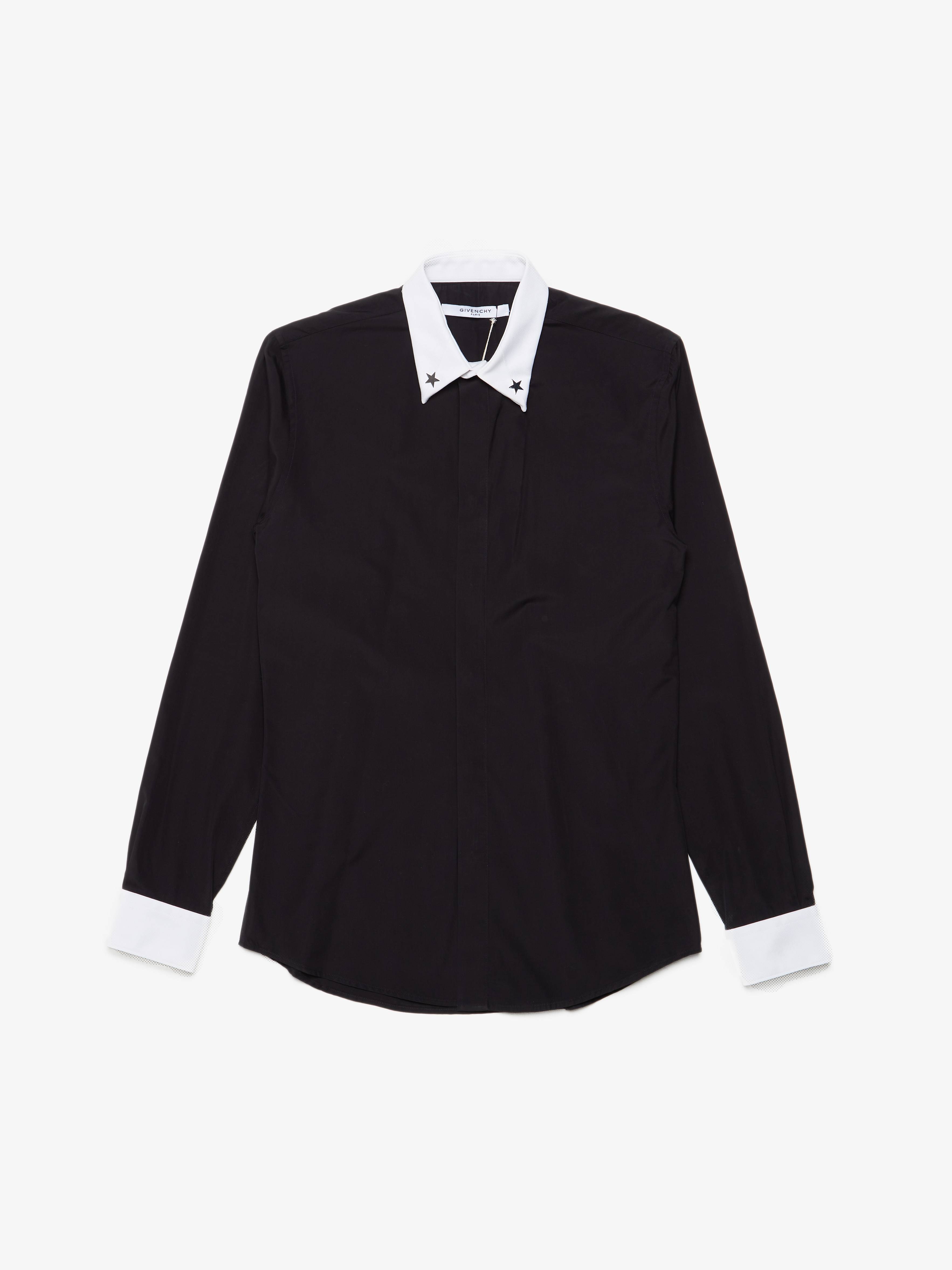 givenchy star dress shirt Givenchy Star-Embroidered Poplin Shirt Black