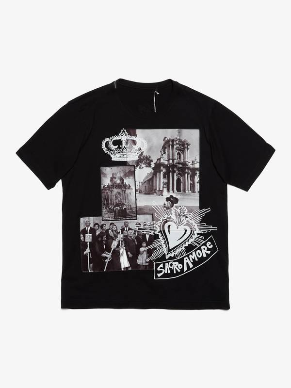 Dolce & Gabbana SACRO AMORE Tシャツ Pre-Loved] Dolce & Gabbana M Black Sacro Amore Patched CottonT