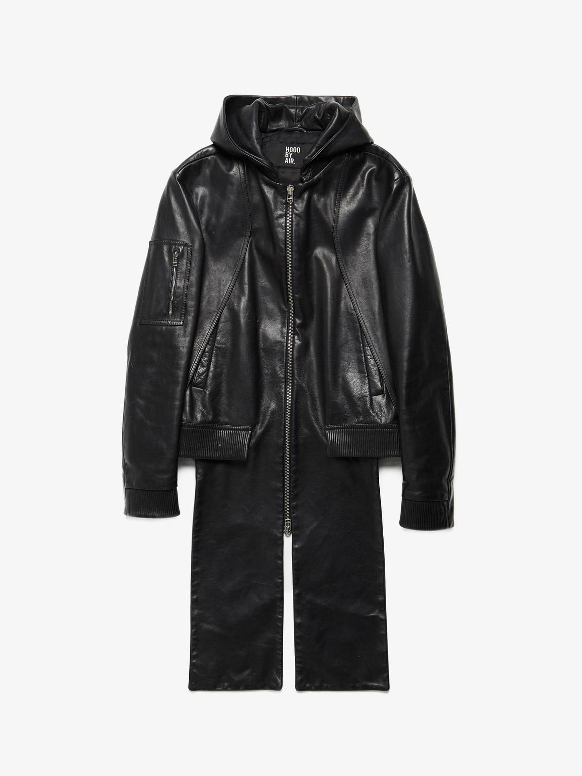 Hood By Air Black Front Panelled Vachetta Leather Coat | Garmentory