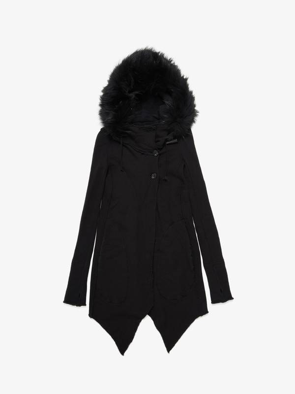 l.g.b wool coat ルグランブルー　archive Le Grande Bleu (L.G.B.) M Black Hooded Fur Detailed Wool Coat