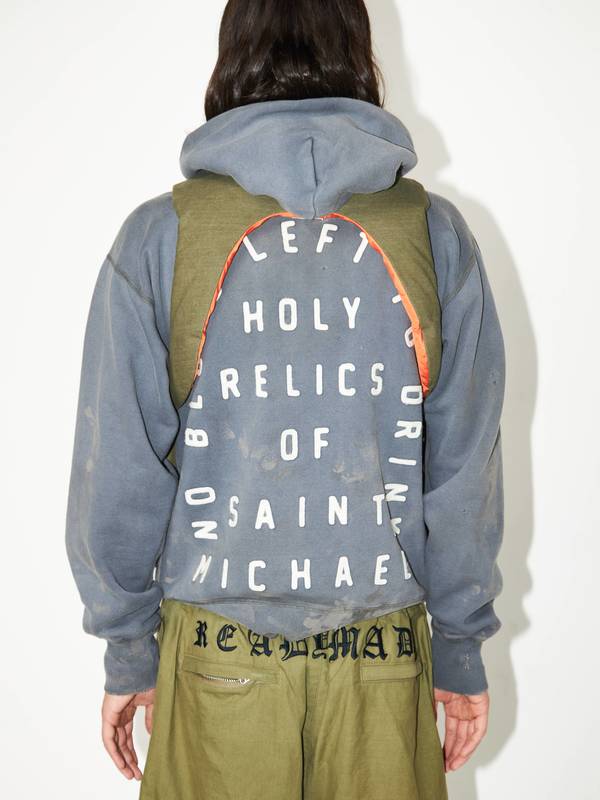 Saint Michael No Blood Left Patched Distressed Hoodie | Garmentory