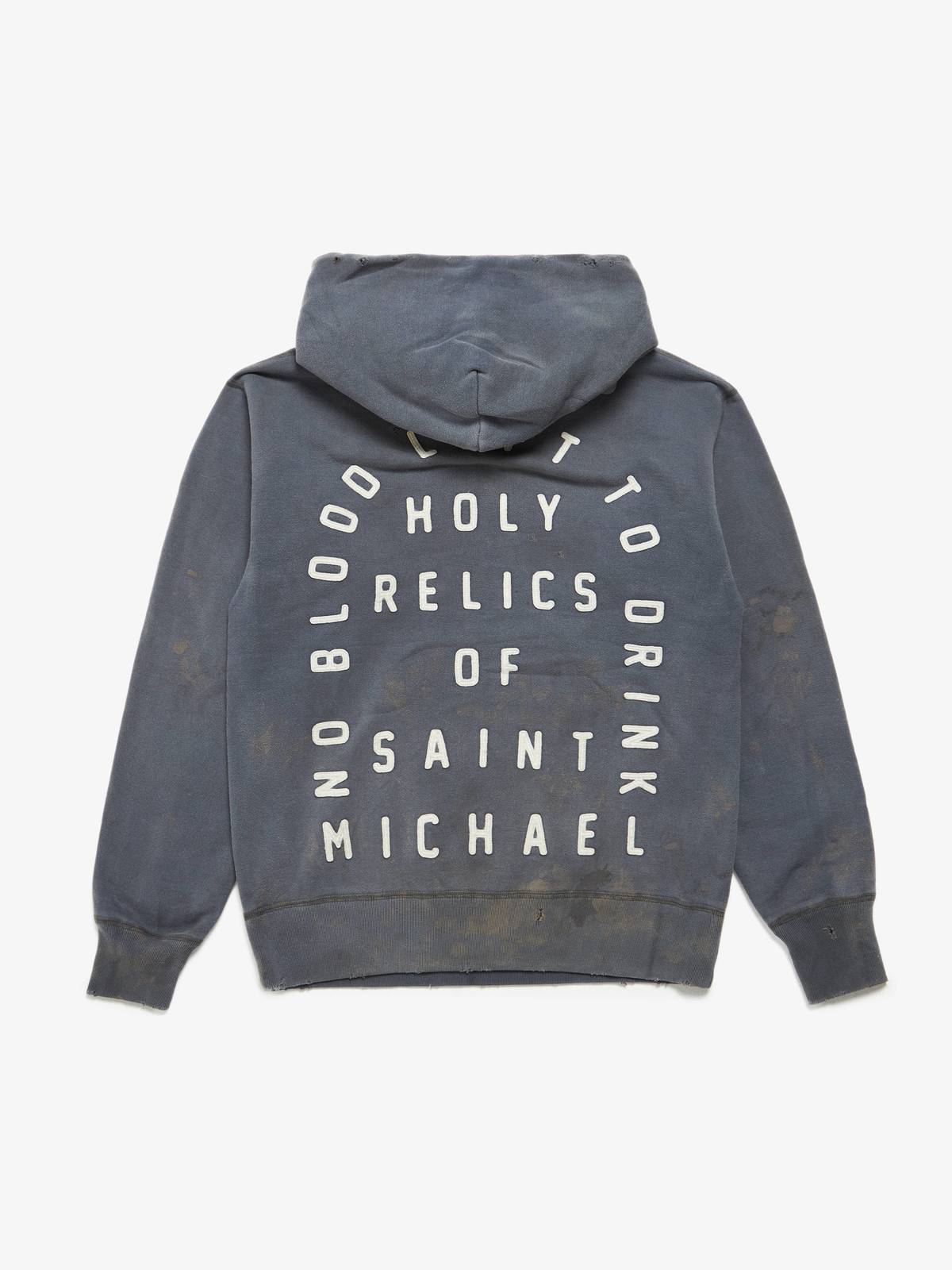 Saint Michael No Blood Left Patched Distressed Hoodie | Garmentory