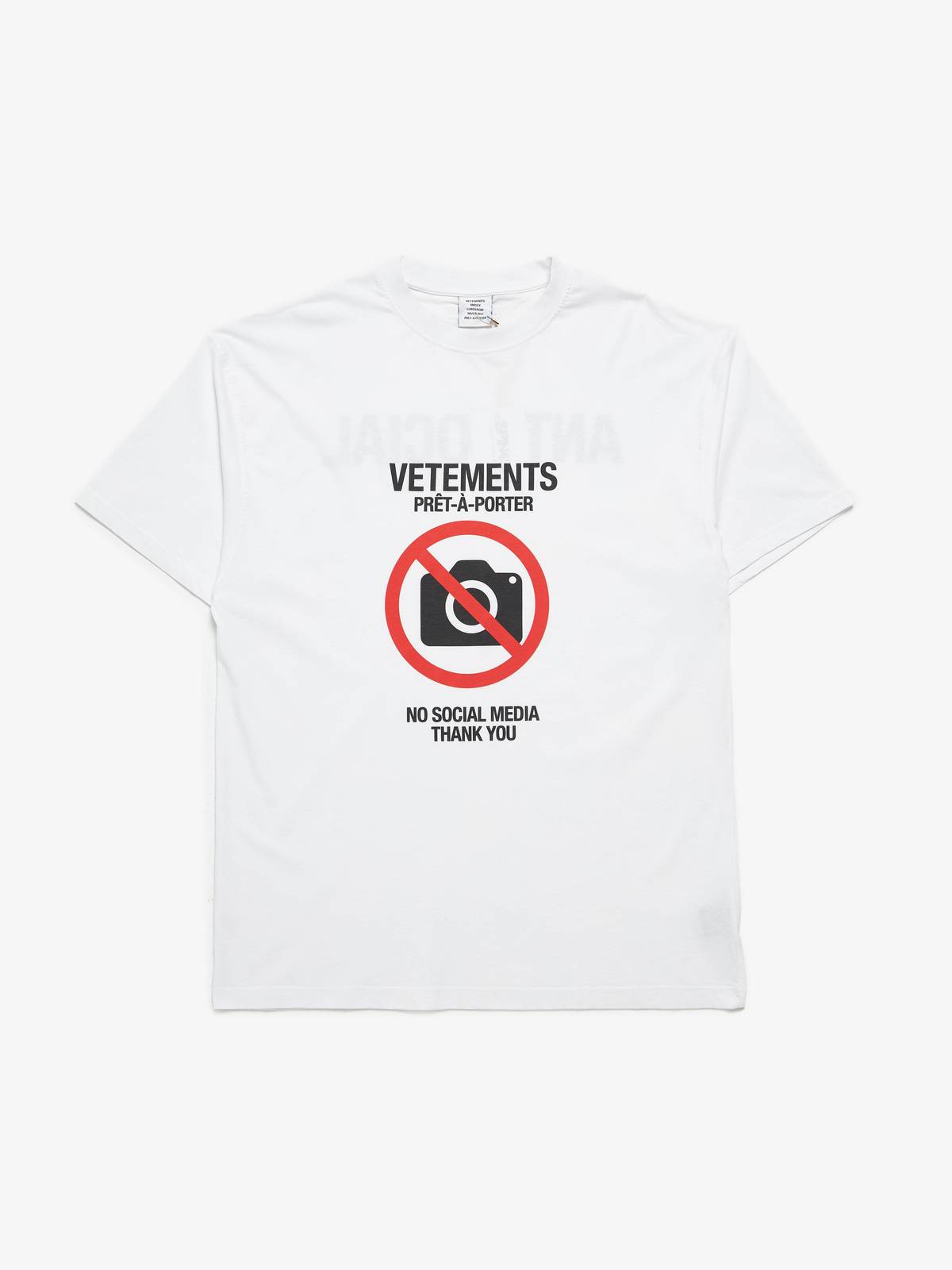 Vetements White No Photo Printed Cotton T-Shirt | Garmentory