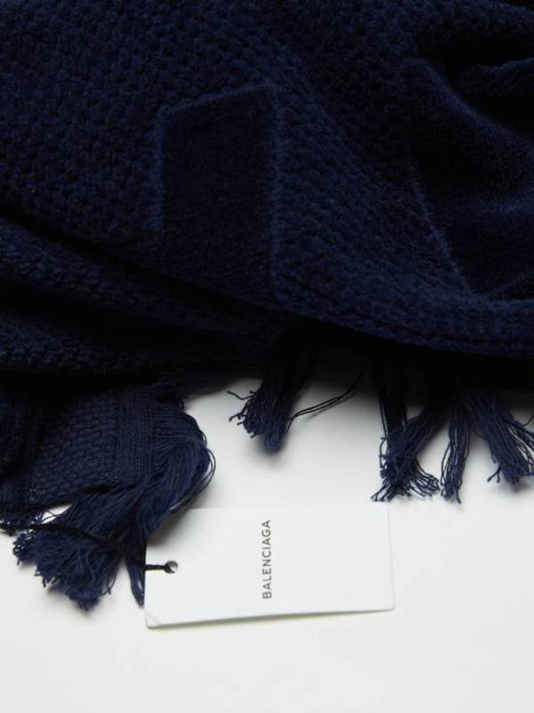 Balenciaga Navy Towel Scarf With Logo | Garmentory