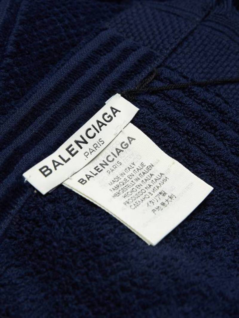 Balenciaga Navy Towel Scarf With Logo | Garmentory
