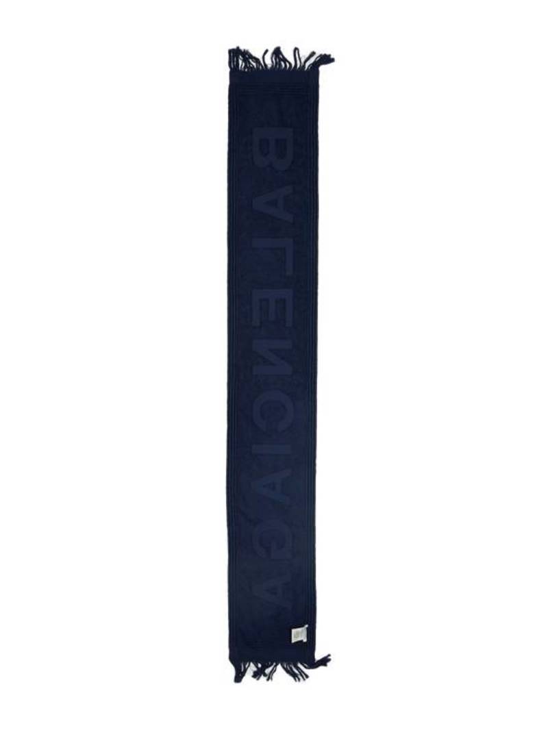 Balenciaga Navy Towel Scarf With Logo | Garmentory