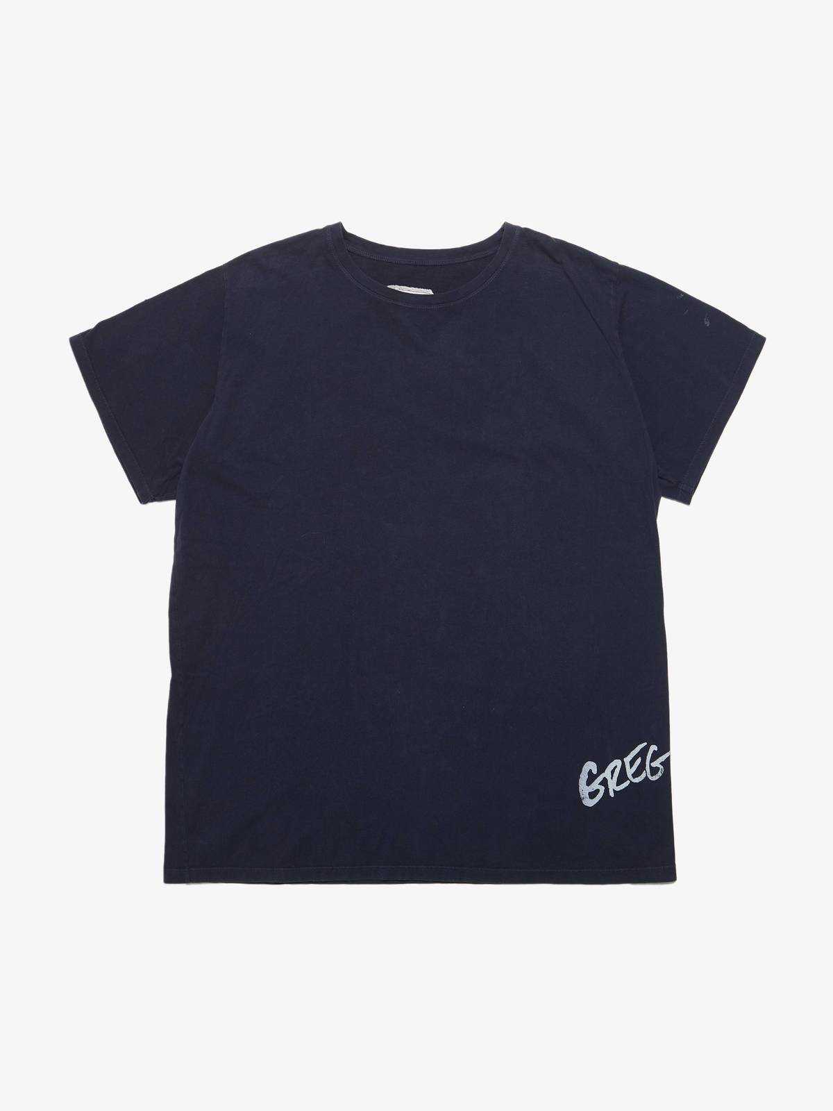 PRE - LOVED] Greg Lauren Faded Deconstructed Cotton T Shirt - navy 