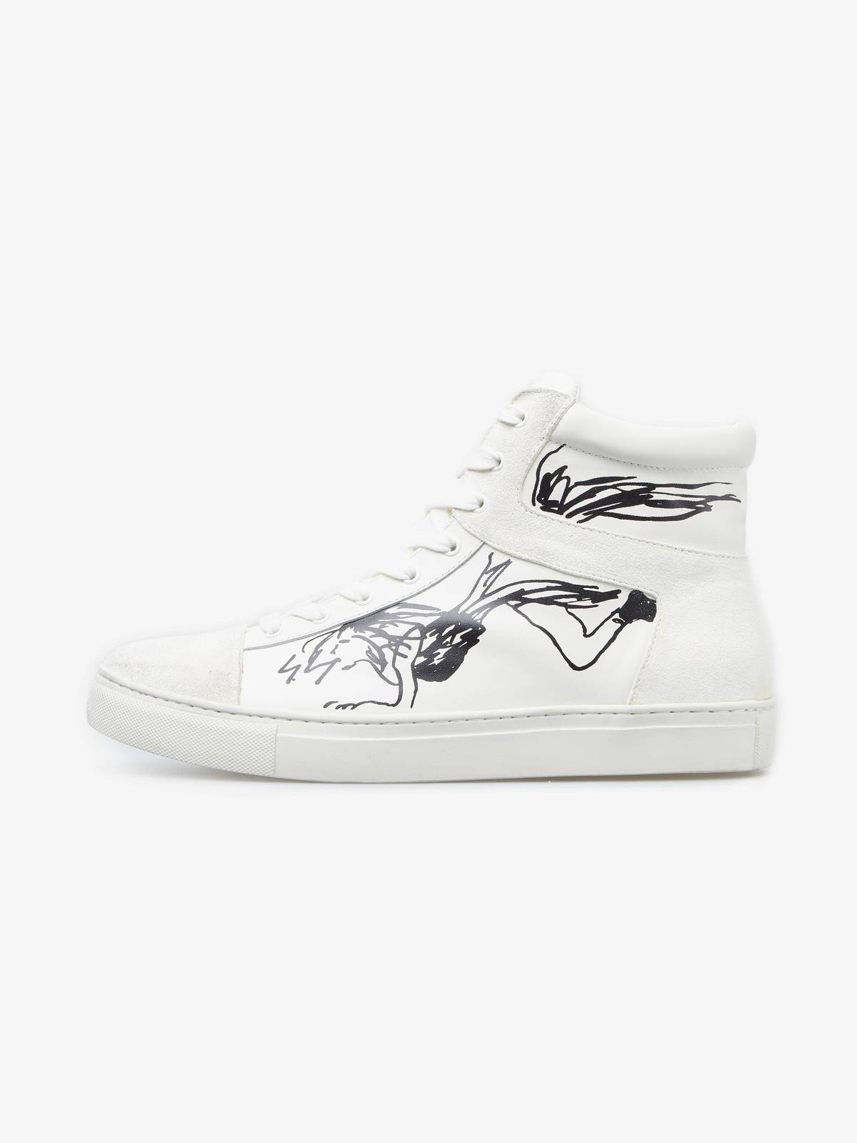 Pre-Loved] Yohji Yamamoto AW16 Drawings Detailed White Hi