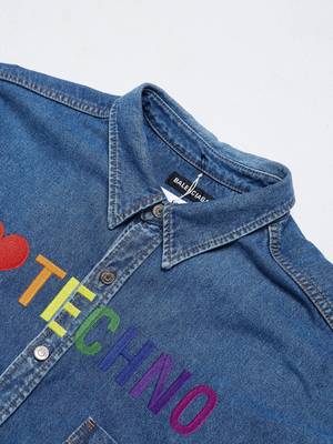 Pre-Loved] Balenciaga Oversized Love Techno Embossed Denim Shirt