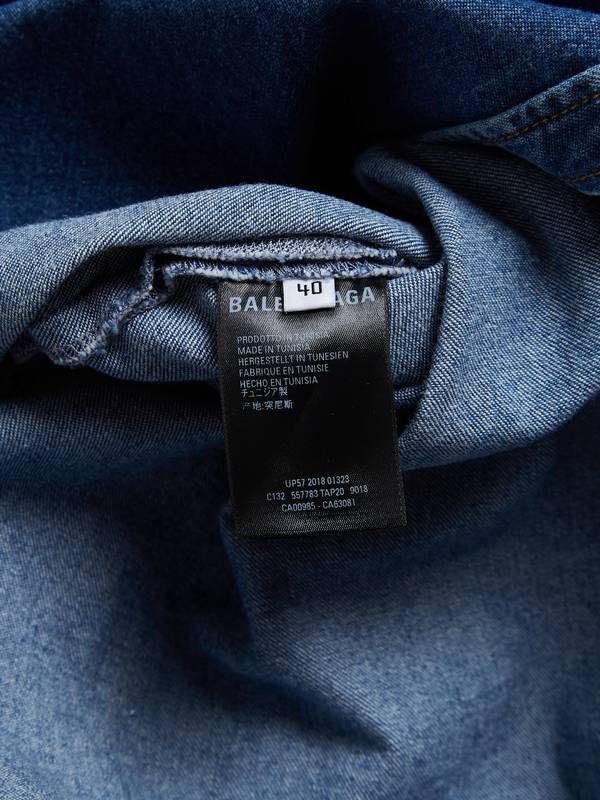 Pre-Loved] Balenciaga Oversized Love Techno Embossed Denim Shirt
