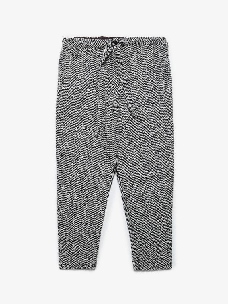 Pre Loved] Umit Benan Herringbone Wool Pants - Black/White