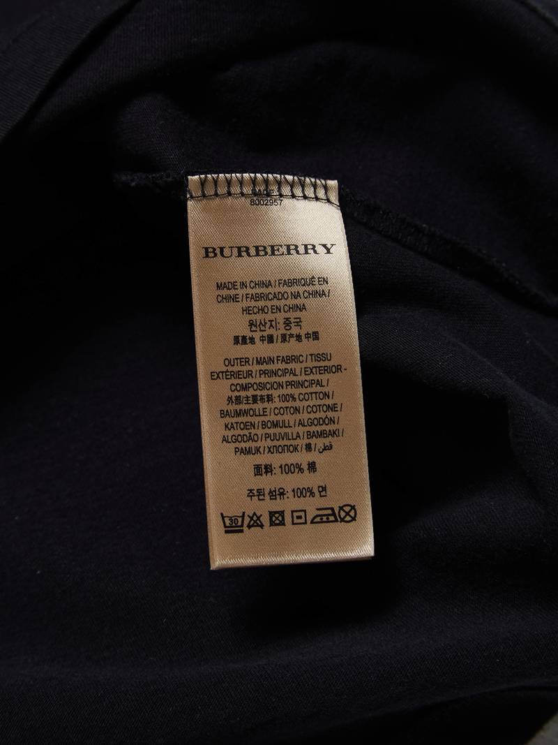 Pre-Loved] Burberry Golden Logo Embroidered Black Cotton T