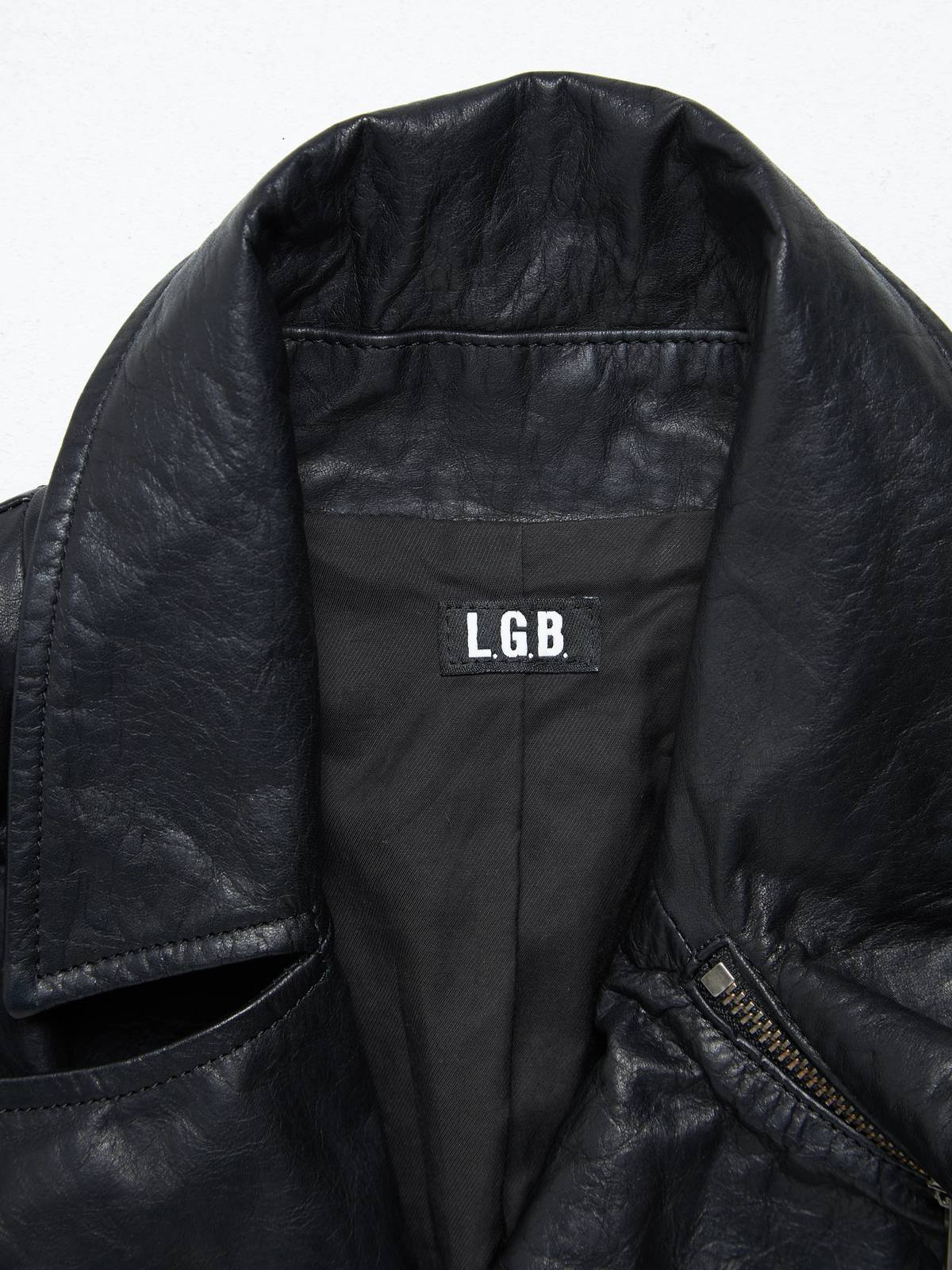 Le Grande Bleu (L.G.B.) High Collar Leather Jacket | Garmentory