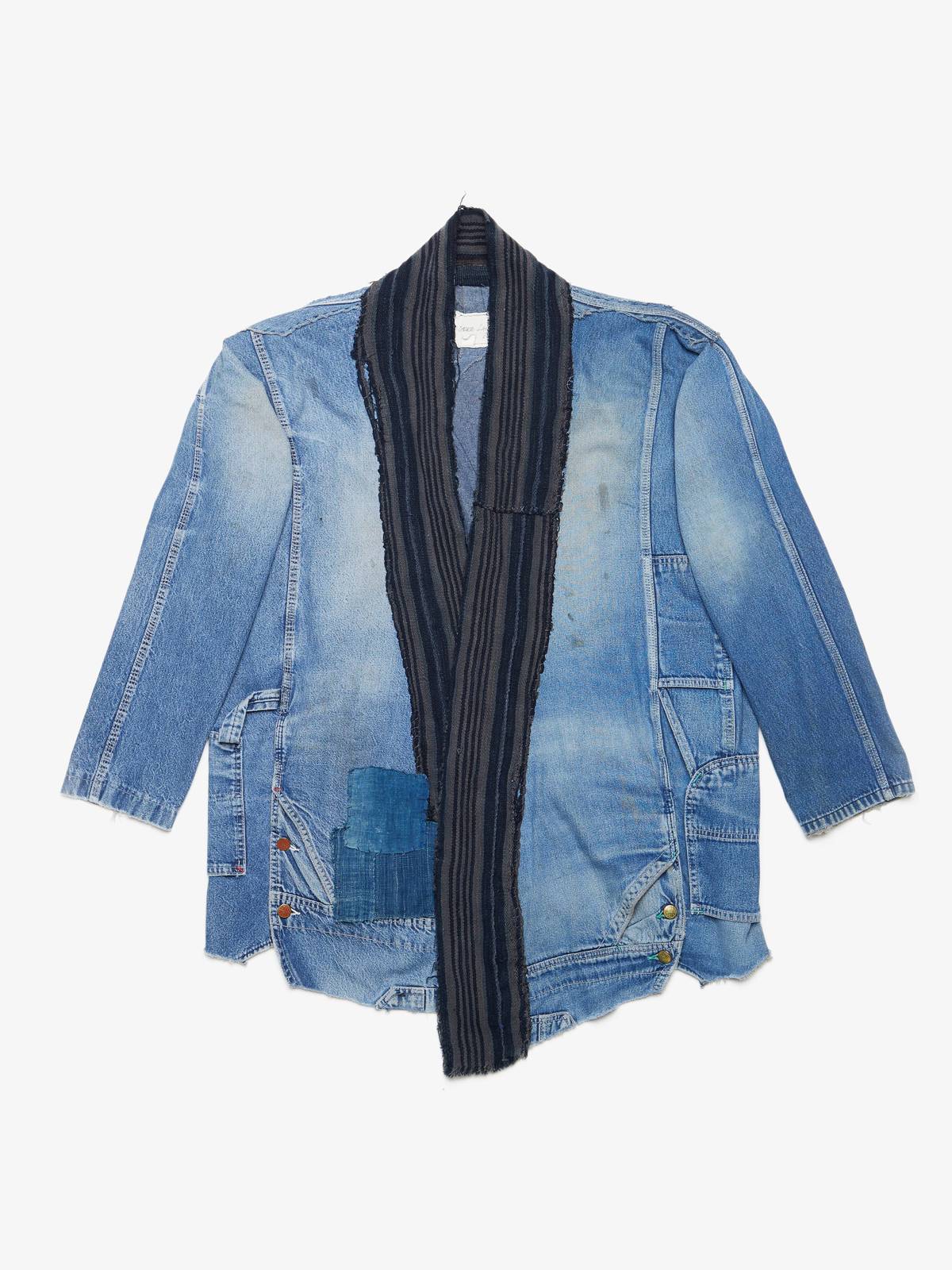 Pre-Loved] Greg Lauren M Vintage Denim Indigo Stripe Kimono