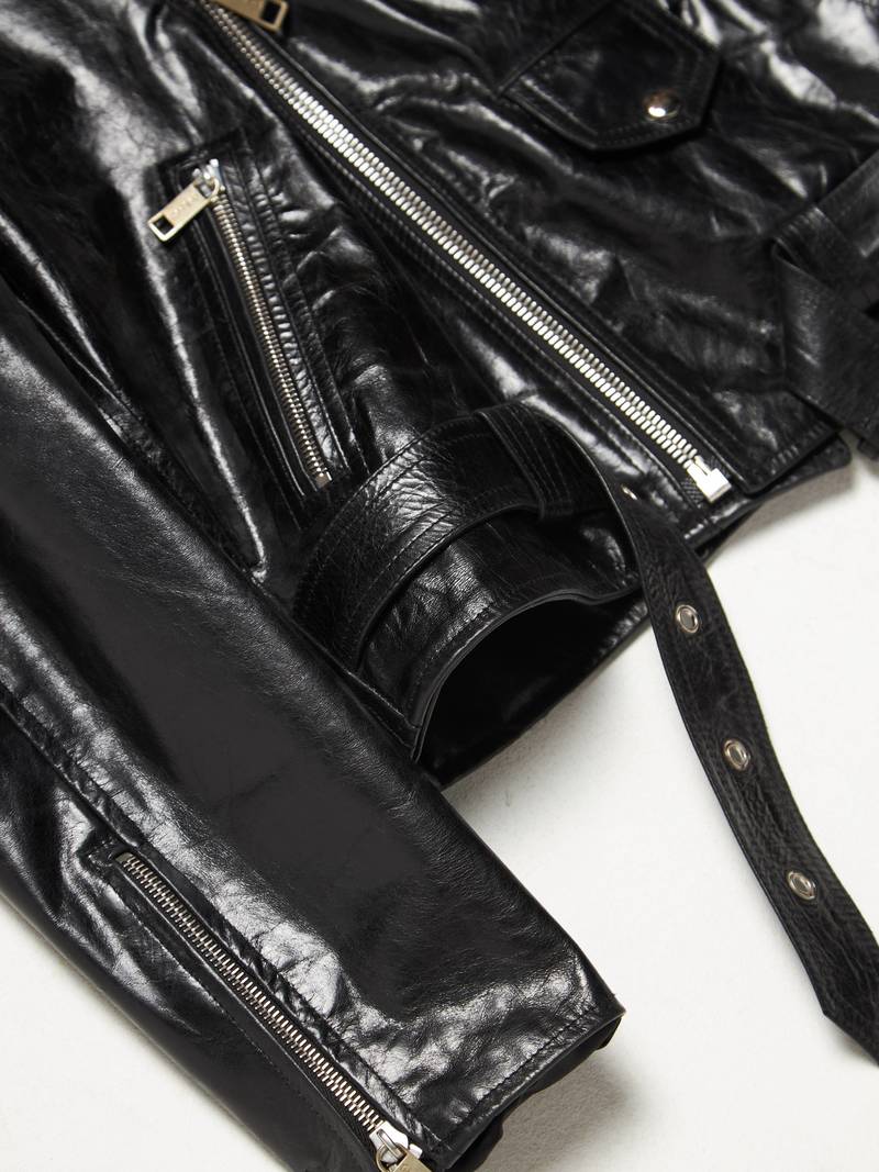 [Pre-Loved] Enfants Riches Deprimes Leather Contrast Sleeve Detailed Jacket-BLACK