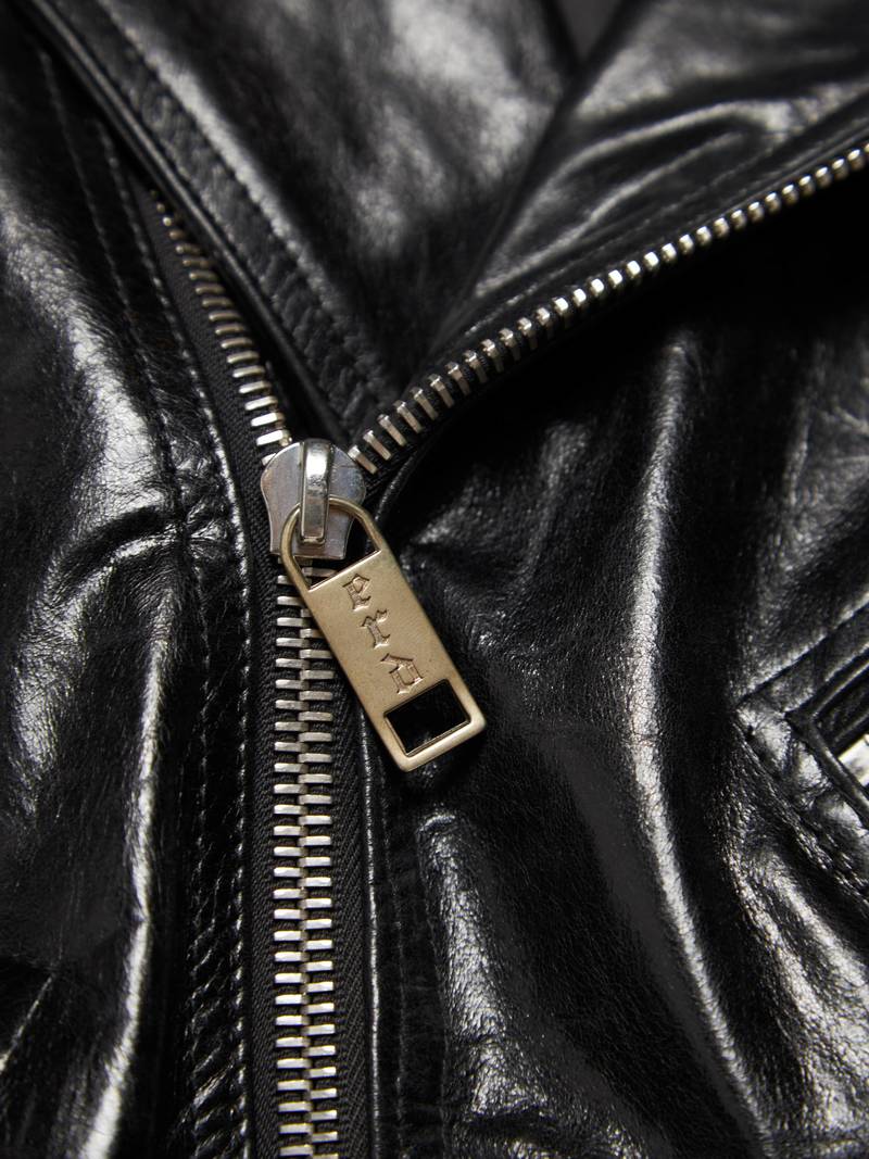 [Pre-Loved] Enfants Riches Deprimes Leather Contrast Sleeve Detailed Jacket-BLACK