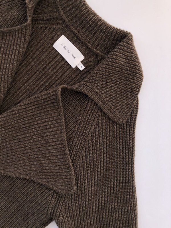 Mijeong Park Ribbed Knit Long Coat - Brown