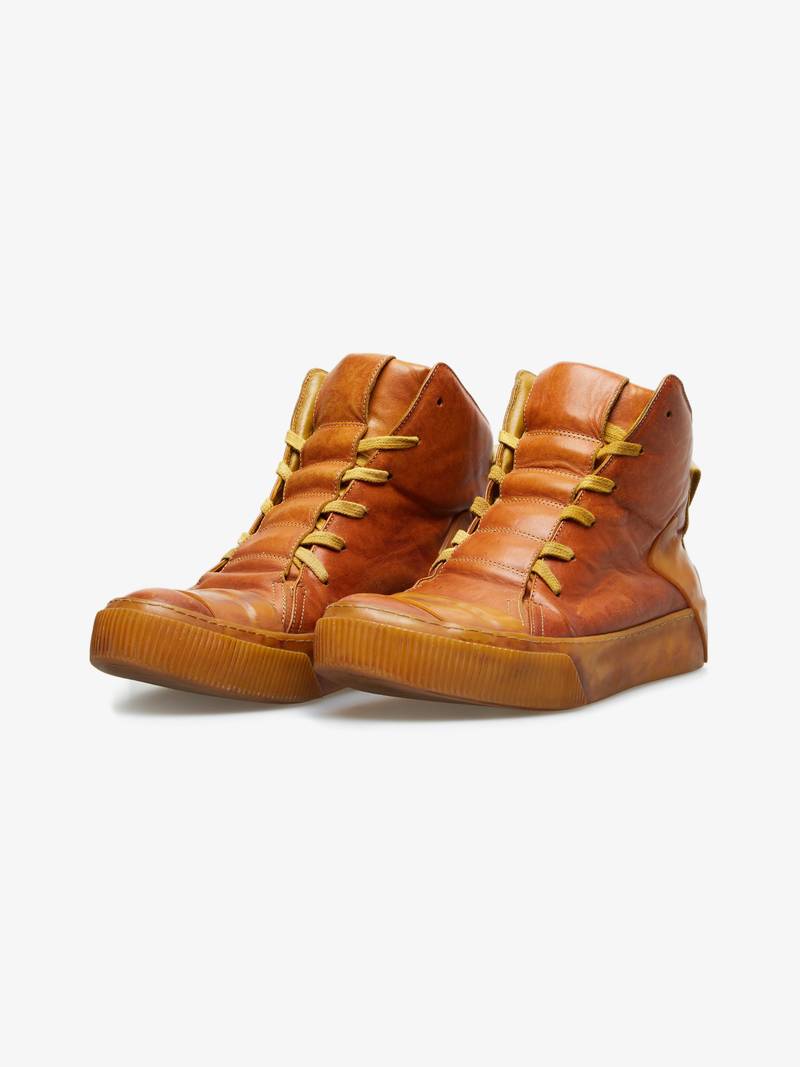 [Pre Loved] Boris Bidjan Saberi BAMBA1 Horse Leather High Top Sneakers  Brown