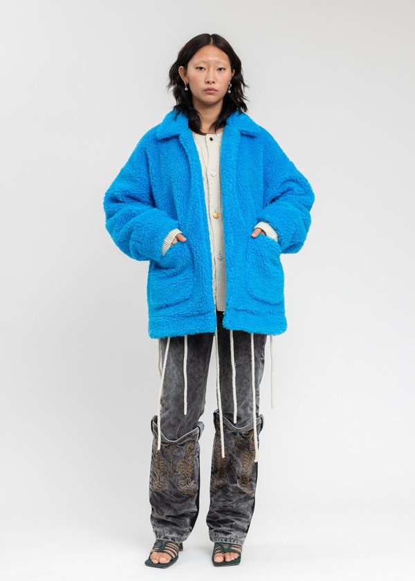 Doublet Hand-Painted Recycle Fur Jacket - Blue | Garmentory