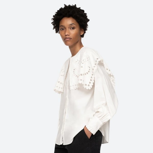 Sea NY Santos Eyelet Cotton Blouse - White | Garmentory