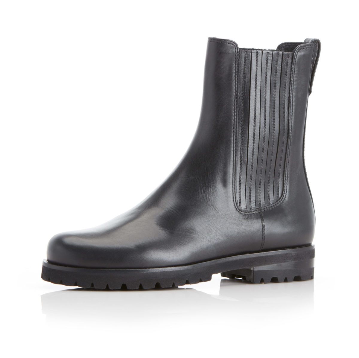 Marion Parke Chelsea Utility Leather Flat Lug Sole Bootie - Black - Image 4 of 5