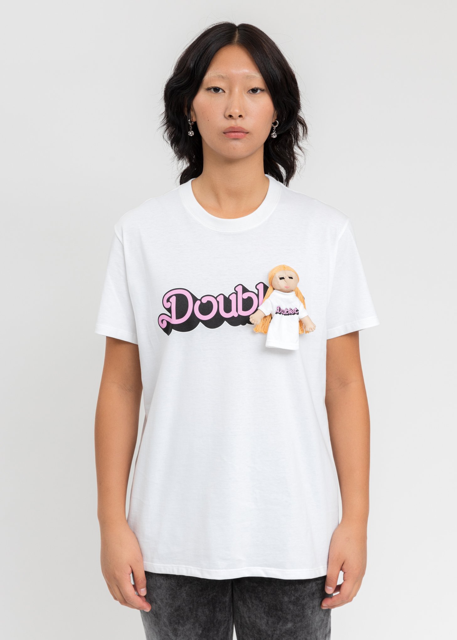 トップス doublet 21AW CHECK SHIRT WITH MY DOLL White-T-Shirt-With-My-Doll-