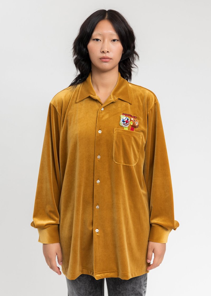 Doublet Puppet Embroidery Velour Shirts - Yellow | Garmentory