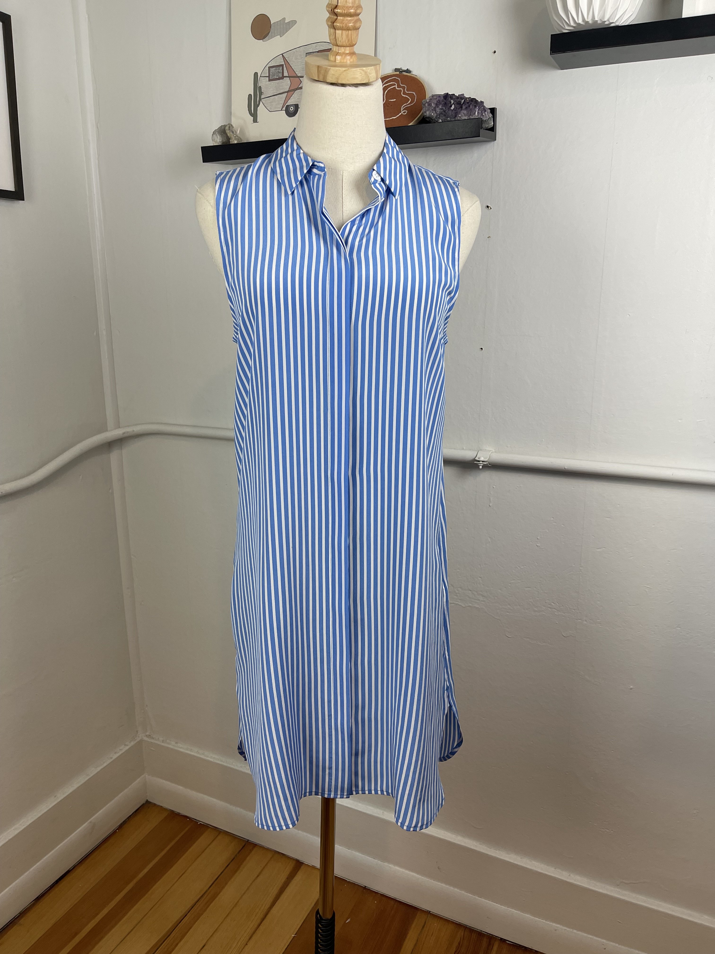 equipment striped shirt dress Equipment Lizza Shirt Dress Drawstring Long Sleeve Striped Black White Size  10