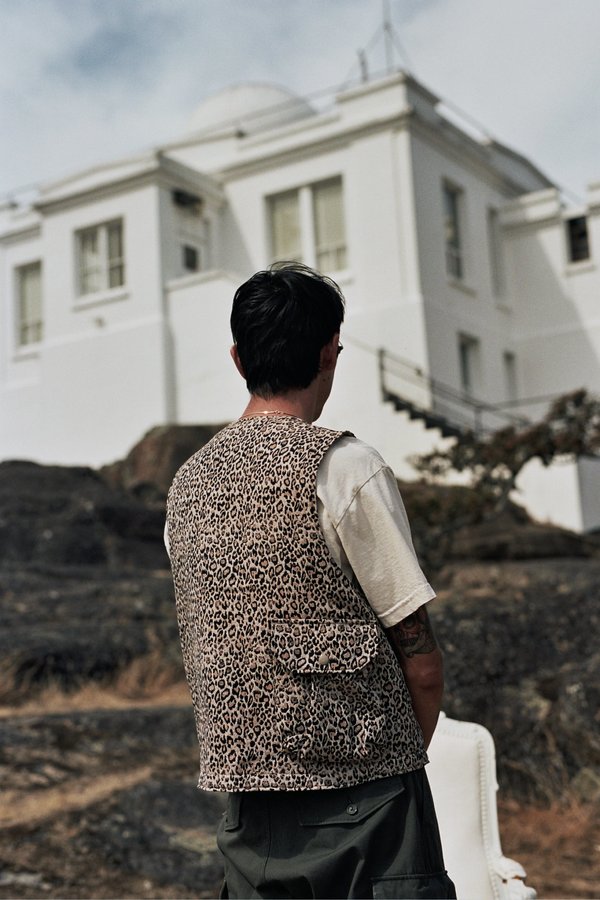 Engineered Garments Cover Vest - Beige CP Leopard Jacquard