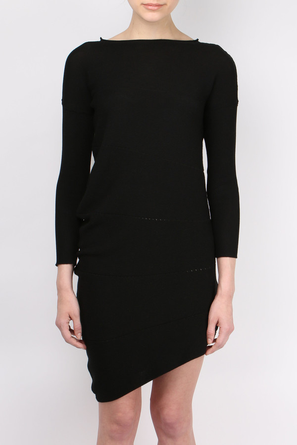 navy blue dress for baby girl Asymmetrical Button Mini Dress: Army Luxe Knit main image 1