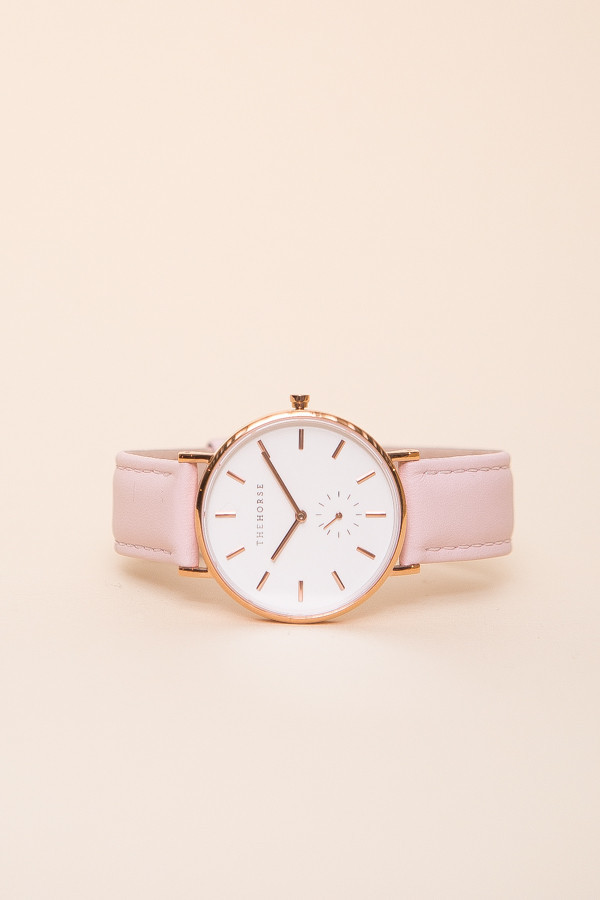 The Horse Classic Leather Watch Rose Gold, Baby Pink Leather