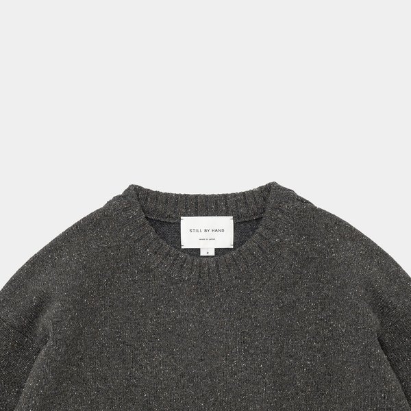 Still By Hand Silk Mix Nepped Knit sweater - Charcoal | Garmentory