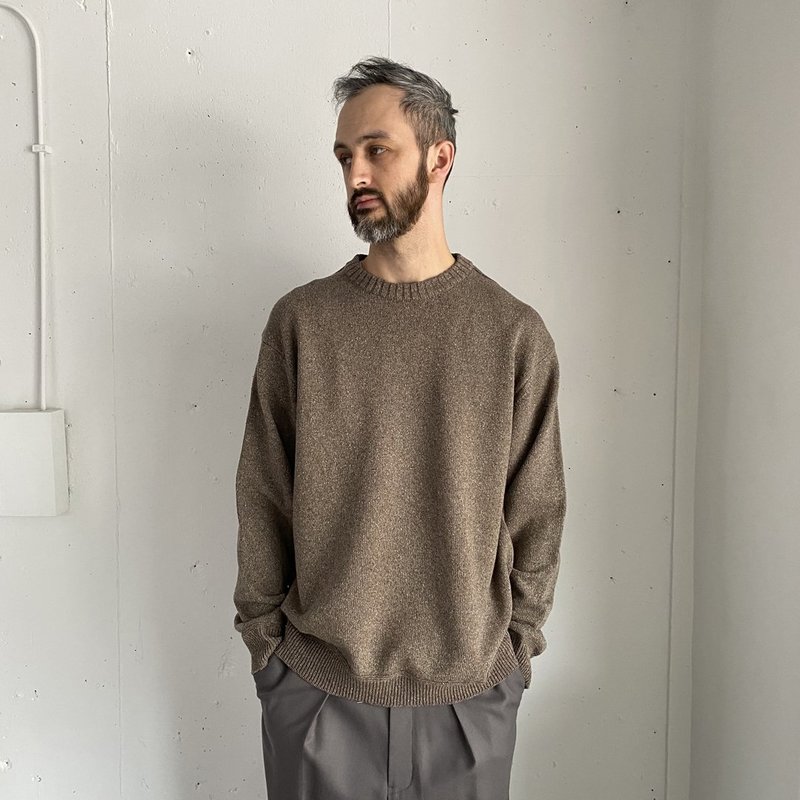 トップス 25AW STILL BY HAND Cotton Silk Knit Still By Hand Silk Mix Nepped Knit sweater - Charcoal | Garmentory