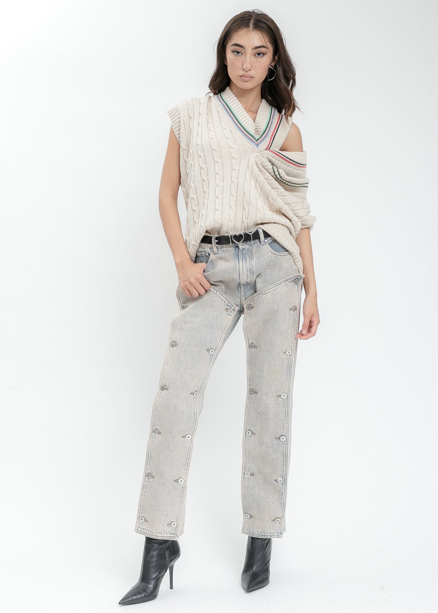 Y/project Triple Collars Cricket Vest - Beige | Garmentory