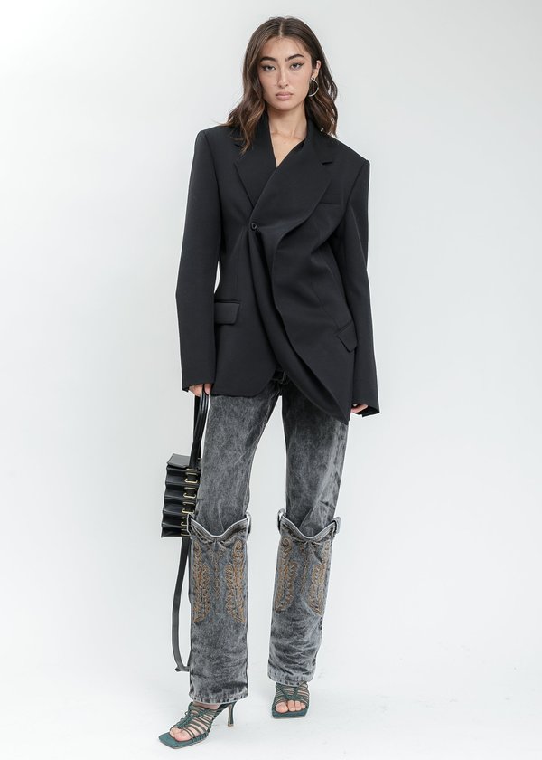 ジャケット Y PROJECT Black stretch twill oversize blazer Y/Project Y project twisted blazer | Grailed