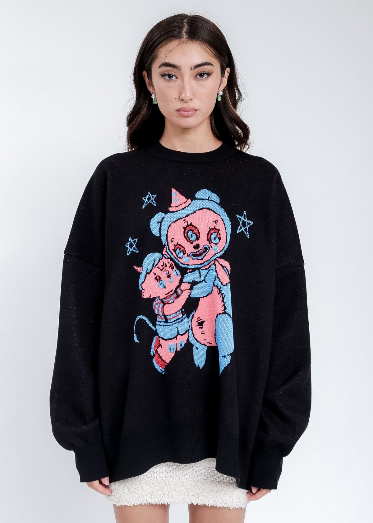男女兼用 KIDILL Hell Boy Pullover Knit F Kidill Hell Boy Knit Pullover Sweater - Black | Garmentory