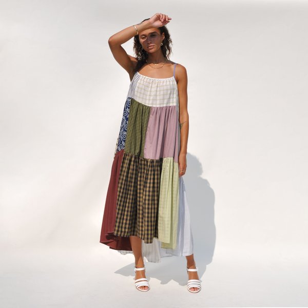 white christmas dresses 100% Cotton Orange Multi Patchwork Maxi Dress -All Dresses main image 1