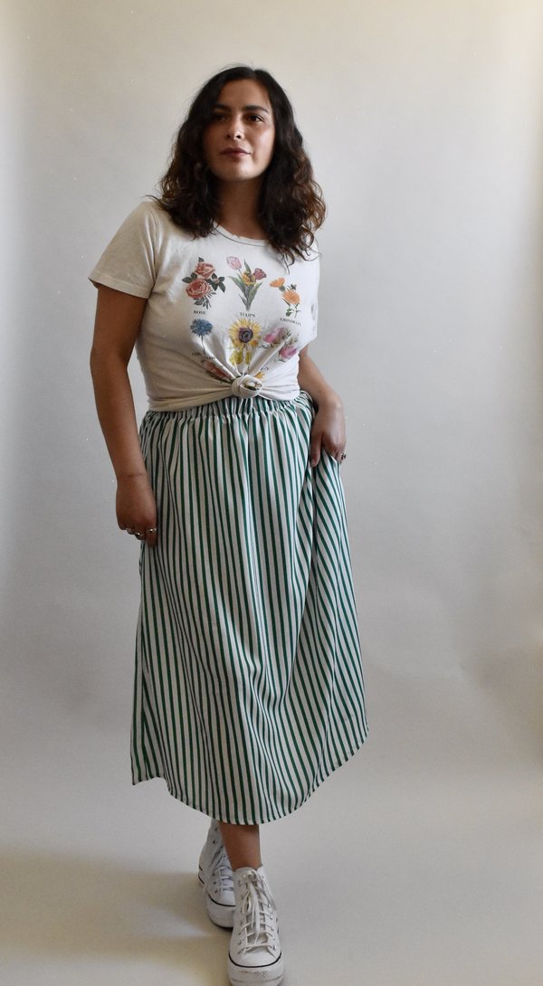 Eva Midi Skirt in Peppermint Stripe Eva Midi Skirt in Peppermint Stripe
