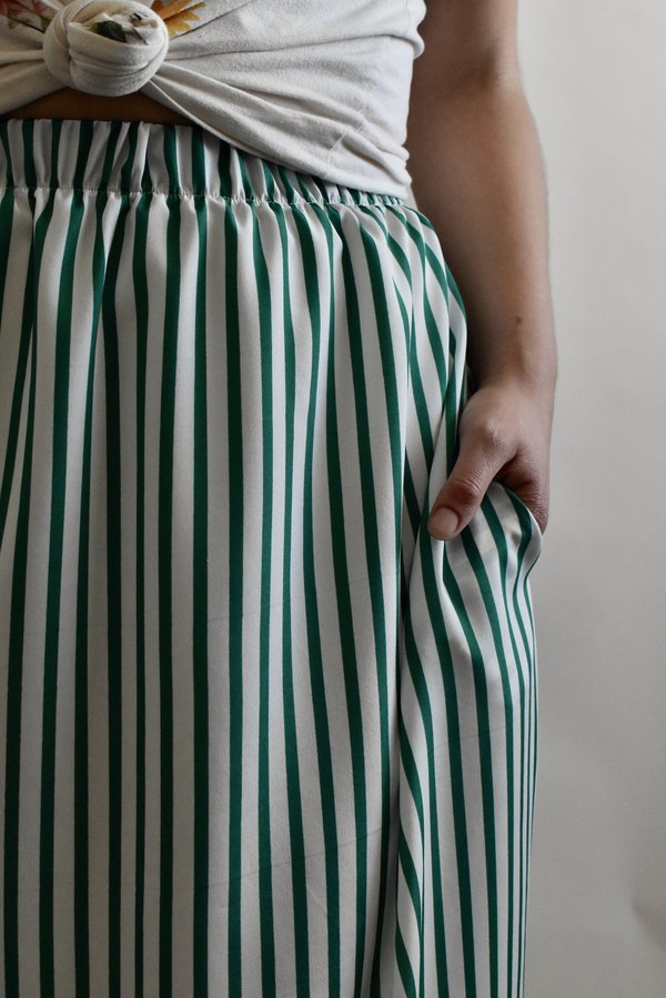 Eva Midi Skirt in Peppermint Stripe Eva Midi Skirt in Peppermint Stripe