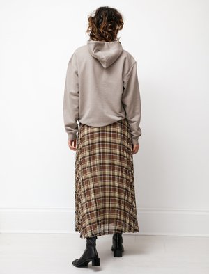 Auralee Wool Recycled Poly Sheer Cloth Pleated Skirt - Check